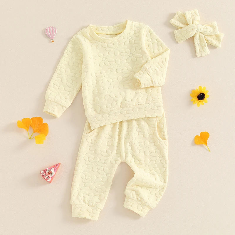 Lioraitiin Toddler Girl Outfit Daisy Embroidery Long Sleeve