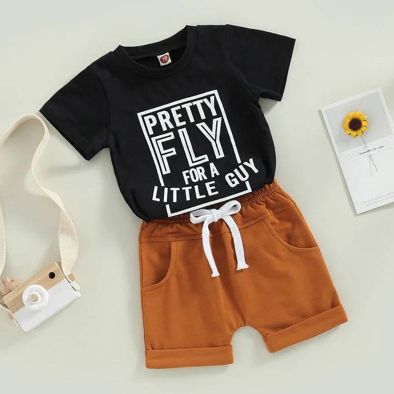 Lioraitiin 0-3Years Toddler Boys Girl 2Pcs Sets Short Sleeve Letter
