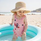 Lioraitiin Baby Girl Knit Overalls Floral Letter Embroidery