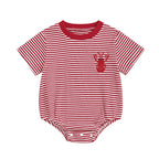 Lioraitiin Newborn Baby Girls Romper Lobster Stripe Pattern Short