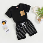 Lioraitiin 0-4Years Baby Kids Boys 2Pcs Set Short Sleeve Crew Neck