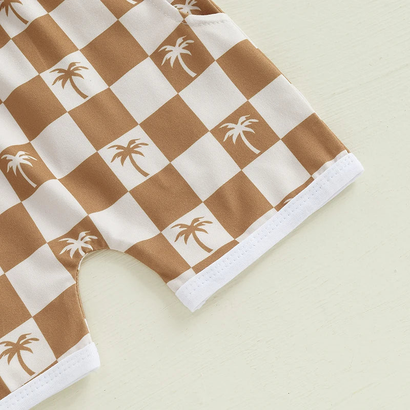 Lioraitiin Toddler Baby Boy Checkered Outfit Tree Print Sleeveless