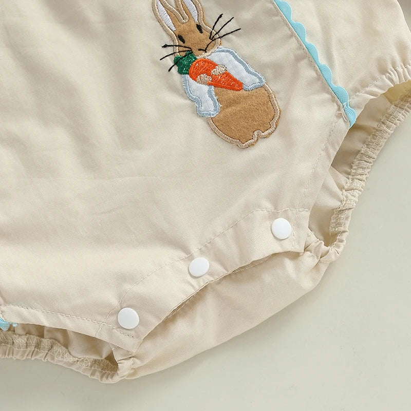 Lioraitiin 0-18M Baby Boys Girls Easter Romper Overalls Rabbit Carrot