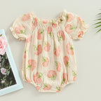 Lioraitiin 0-24M Infant Baby Girls Bodysuit Flower Print Short Puff