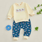 Lioraitiin Toddler Baby Boy Girl Duck Long Sleeve Sweatshirt Plaid