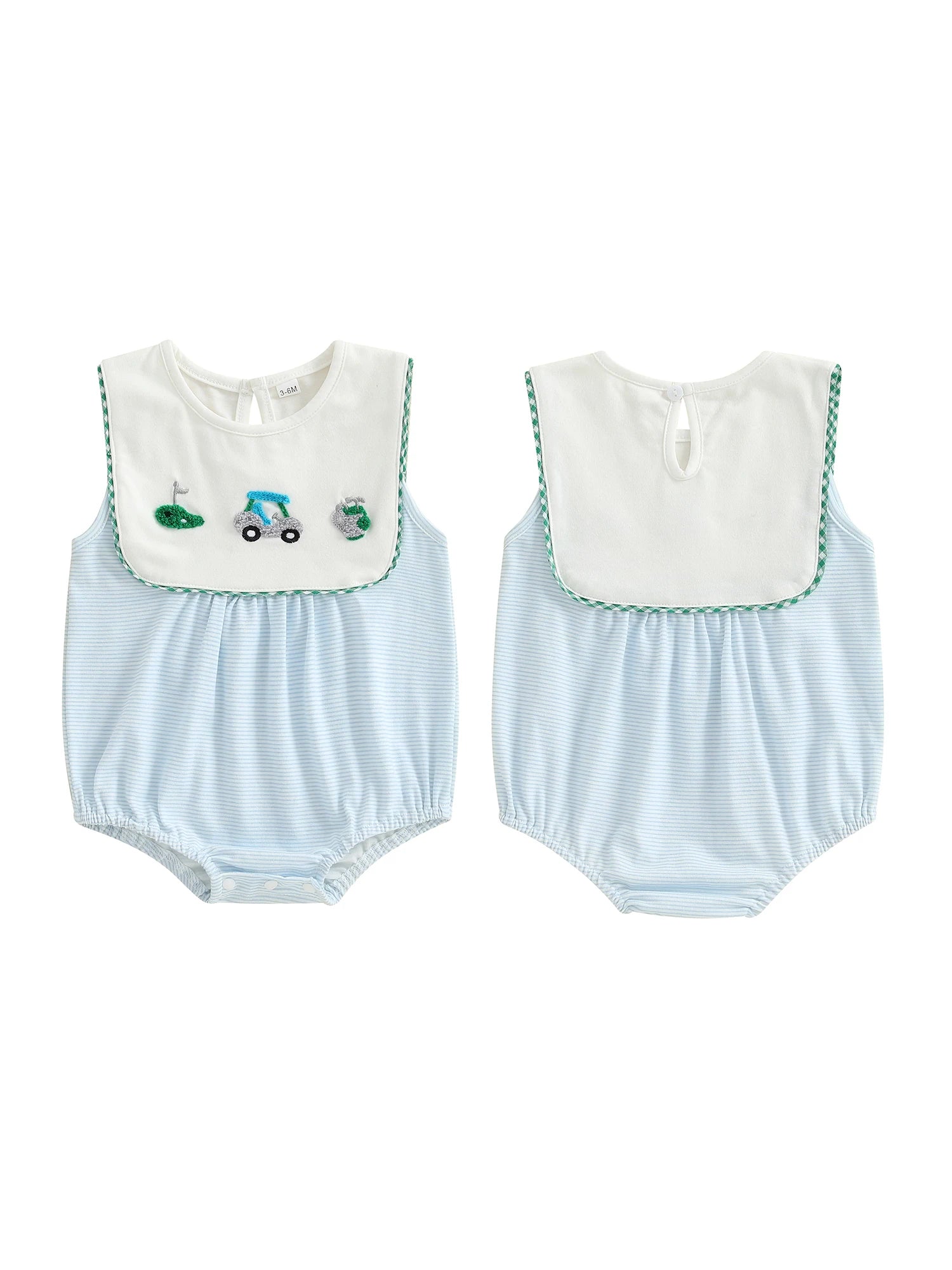 Lioraitiin Baby Boy Romper Sleeveless Crew Neck Striped Bodysuit for