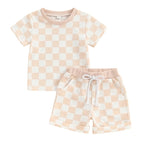 Lioraitiin 0-3Y Toddler Baby Girl Short Outfit Checkered Plaid Short