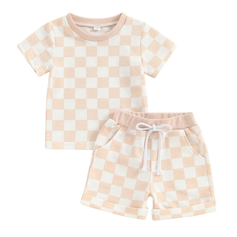 Lioraitiin 0-3Y Toddler Baby Girl Short Outfit Checkered Plaid Short