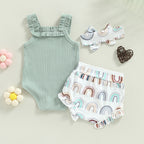Lioraitiin 0-18M Infant Baby Girls Shorts Set Sleeveless Romper