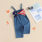 Lioraitiin Toddler Kid Girls 4th of July Overalls Stripe Stars Print