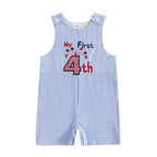 Lioraitiin Baby Boy 4th of July Romper Star Letter Striped Sleeveless