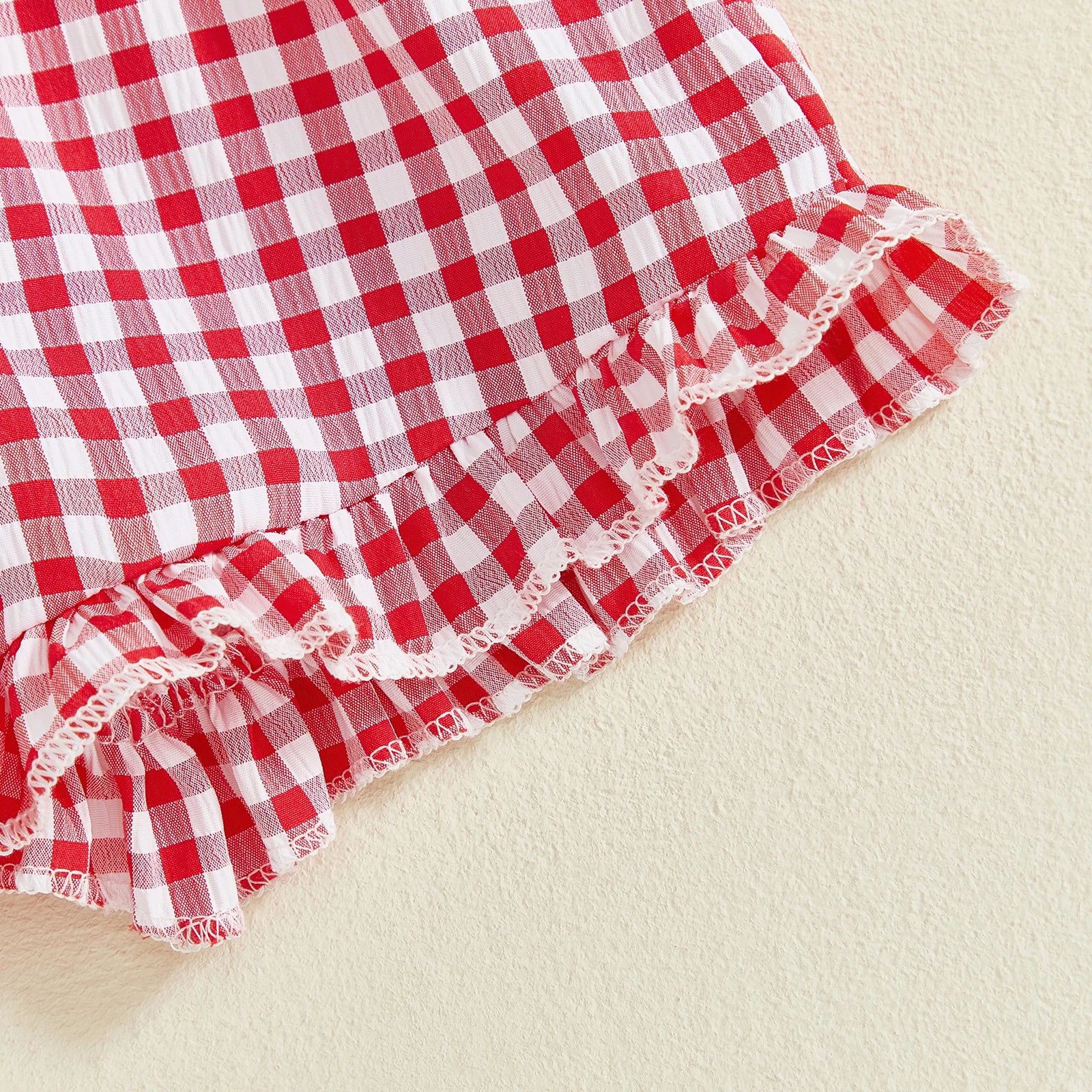 Lioraitiin Toddler Baby Girl Outfit Strawberry Embroidered Plaid Bows