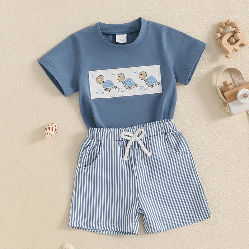 Lioraitiin Toddler Baby Boy Shorts Set Whale/Dinosaur/Turtle Short