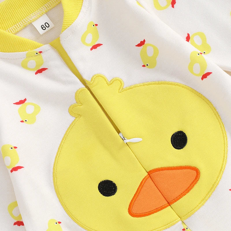 Lioraitiin Newborn Boy Girl Duck Outfit, Long Sleeve Full Length