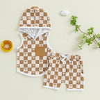 Lioraitiin Toddler Baby Boy Checkered Outfit Tree Print Sleeveless