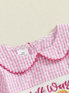 Lioraitiin Baby Girls Birthday Romper Plaid Print Letter Donut