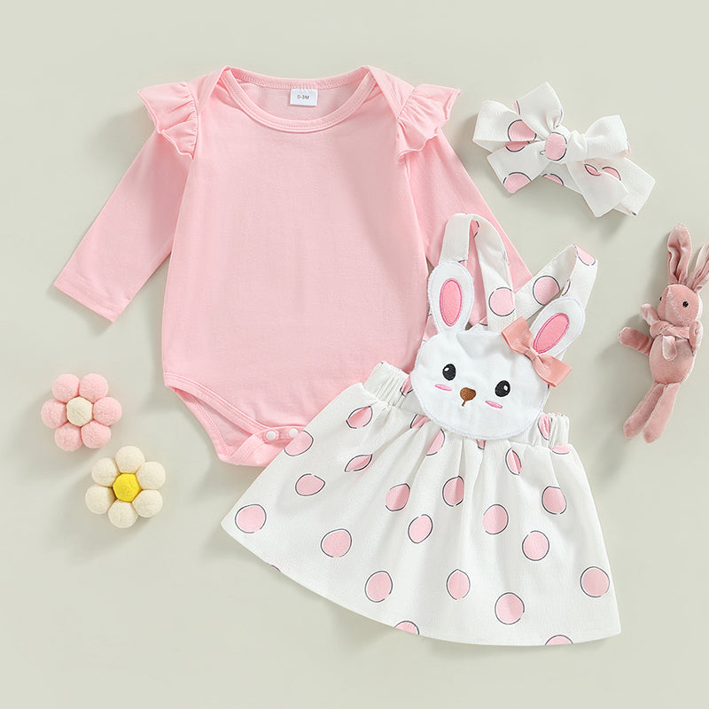 Lioraitiin 0-18M Baby Girl Pink Bunny Outfit Long Sleeve Romper