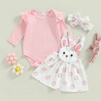 Lioraitiin 0-18M Baby Girl Pink Bunny Outfit Long Sleeve Romper