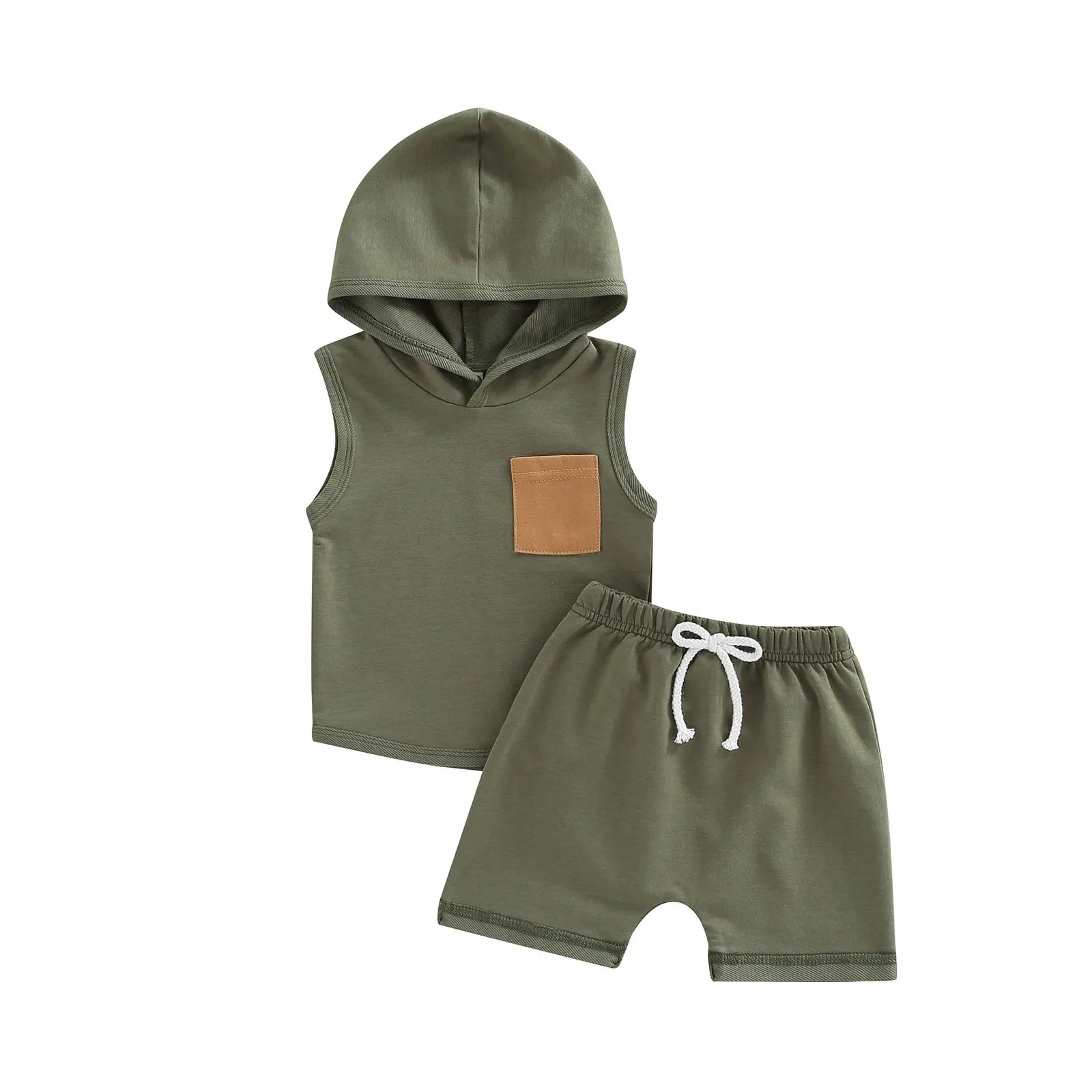 Lioraitiin 0-3Years Toddler Baby Girl Boy 2Pcs Sleeveless Hooded Top