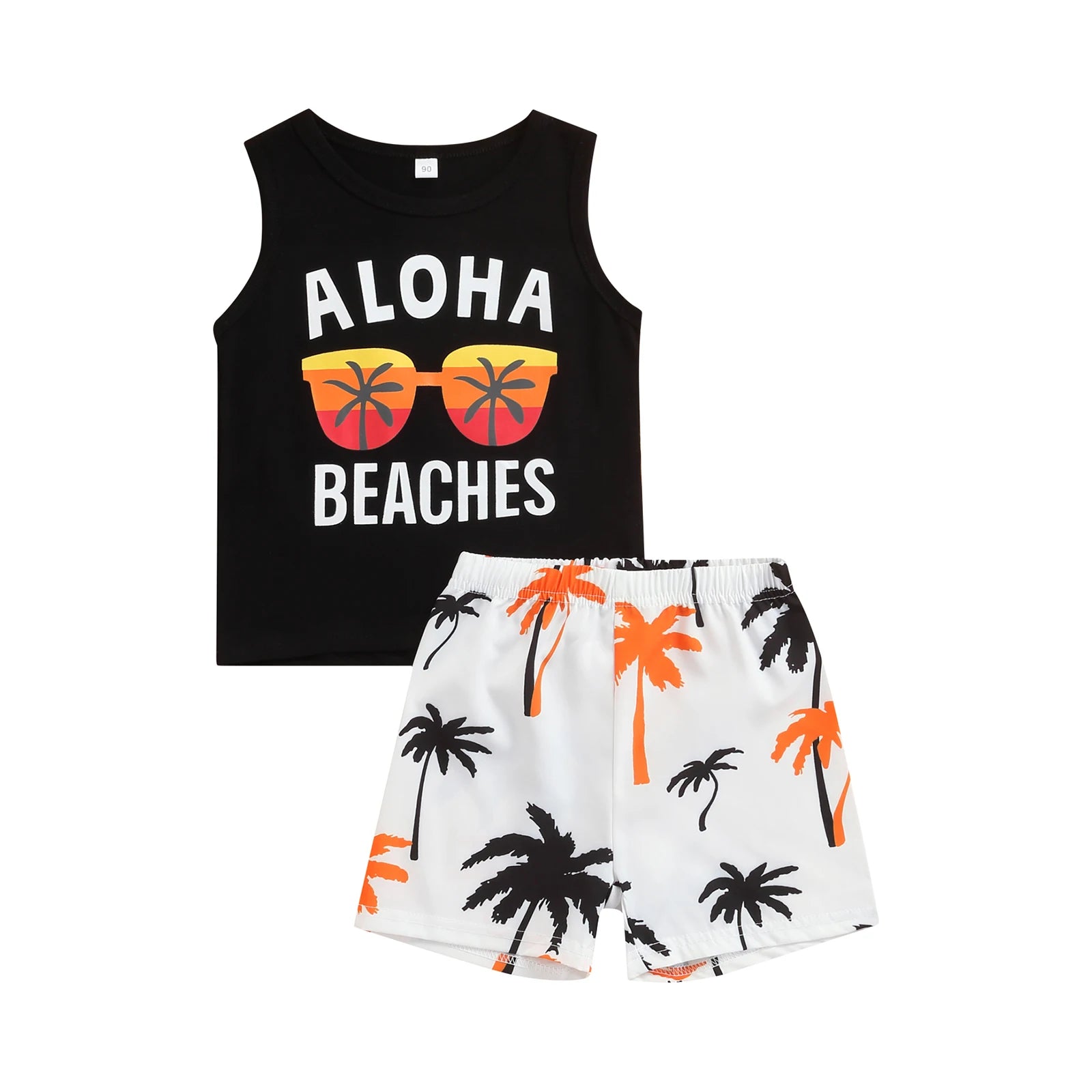 Lioraitiin 1-5Years Toddler Baby Boy Shorts Set Letter Glasses