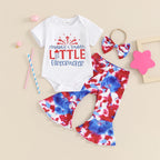Lioraitiin Baby Girls 4th of July Outfit Letter Print Short Sleeves