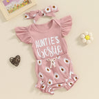 Lioraitiin 0-18M Baby Girls Shorts Sets Flying Sleeve Letter Print