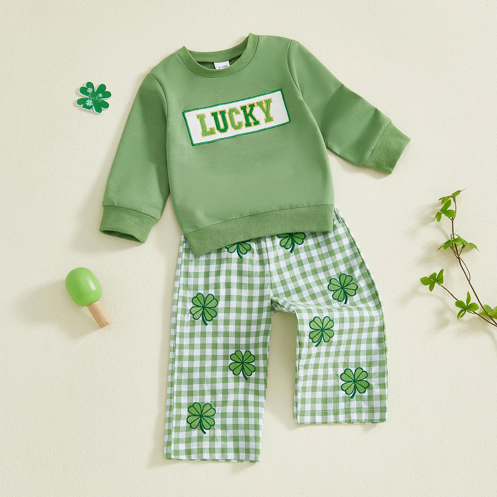Lioraitiin Toddler Baby Boy Irish Outfit Long Sleeve Crew Neck