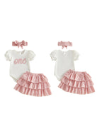 Lioraitiin Baby Girl 1st Birthday Outfit Cute Short Sleeve Letters