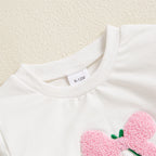 Toddler Baby Girl Irish Sweatshirt Bow Clover Embroidery Long Sleeve