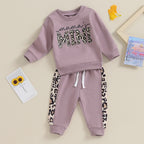 Lioraitiin 0-3Y Newborn Baby Girls Set Letter & Leopard Print Long