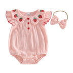 Baby Girls 2 Piece Outfits Adorable Strawberry Embroidery Flying