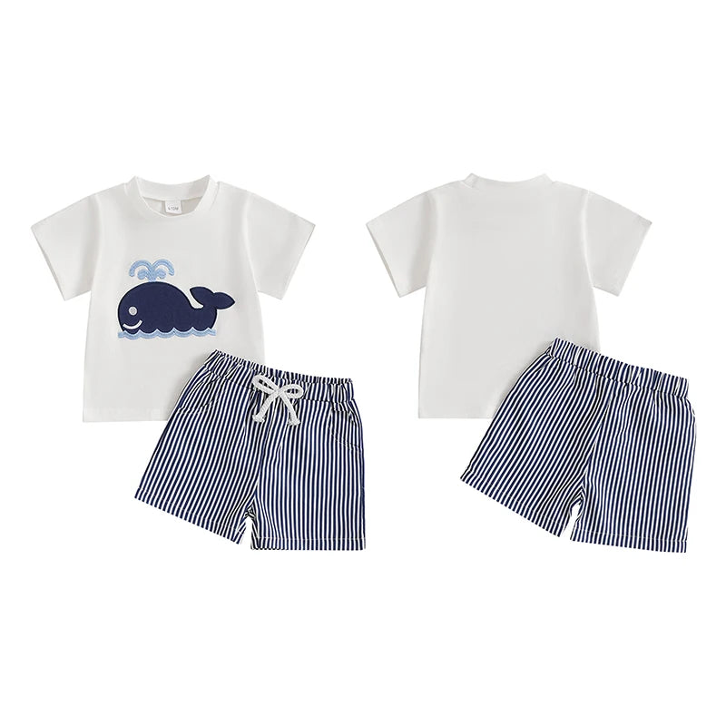 Lioraitiin Toddler Baby Boy Shorts Set Whale/Dinosaur/Turtle Short