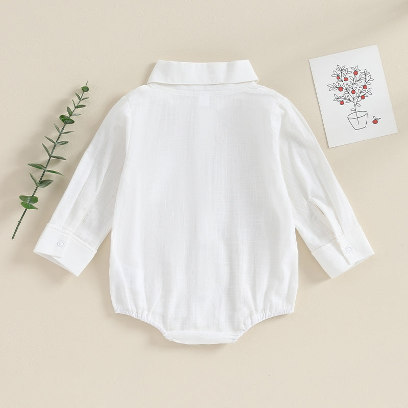 Lioraitiin 0-24M Newborn Baby Boy Cotton Linen Shirt Romper Solid