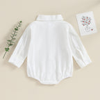 Lioraitiin 0-24M Newborn Baby Boy Cotton Linen Shirt Romper Solid