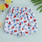 Lioraitiin Toddler Boy 4th of July Swim Trunks with Drawstring Ice