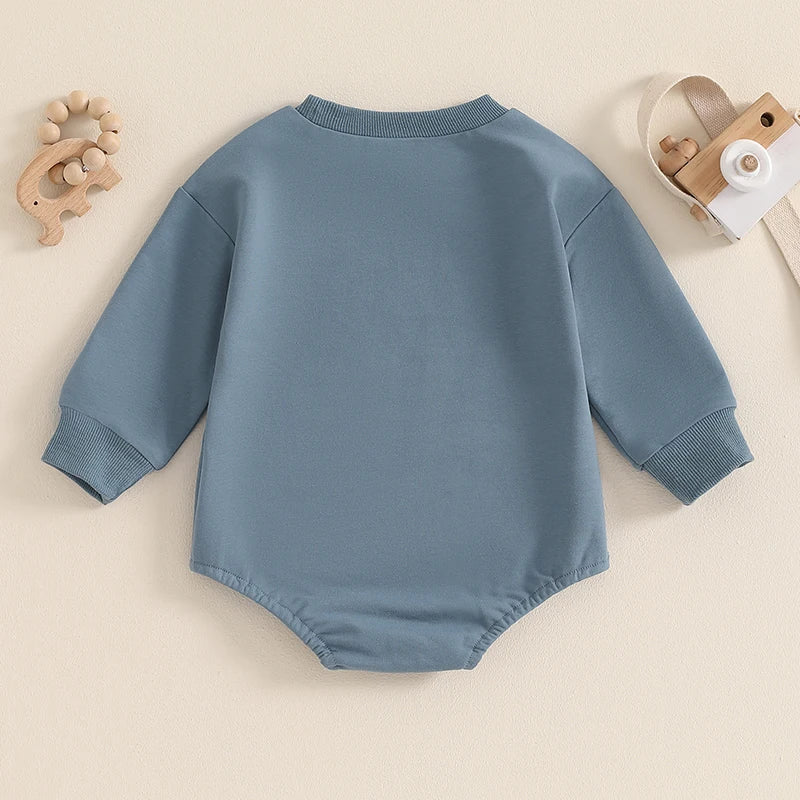 Lioraitiin Baby Boys Sweatshirts Rompers Letter Print Round Neck Long