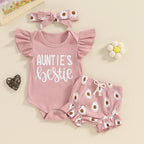 Lioraitiin 0-18M Baby Girls Shorts Sets Flying Sleeve Letter Print