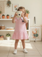 Lioraitiin Toddler Girl A Line Dress Plaid Print Lapel Short Sleeves