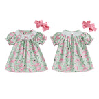 Lioraitiin Toddler Baby Girl Golf Outfit Bow Shirred Short Sleeve
