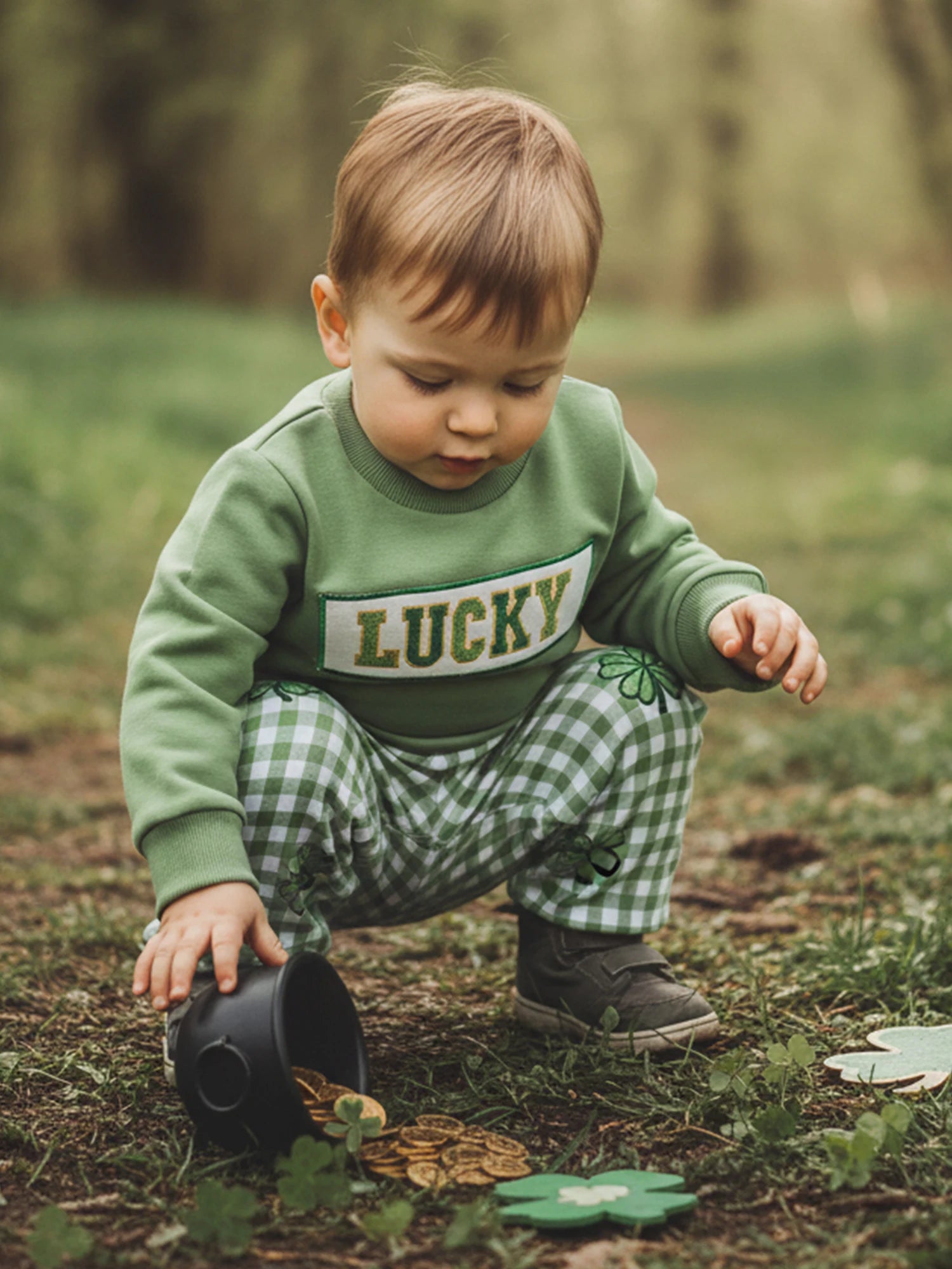 Lioraitiin Toddler Baby Boy Irish Outfit Long Sleeve Crew Neck