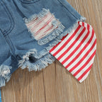 Lioraitiin 0-6Years Toddler Baby Girl 2Pcs Independence Day Set