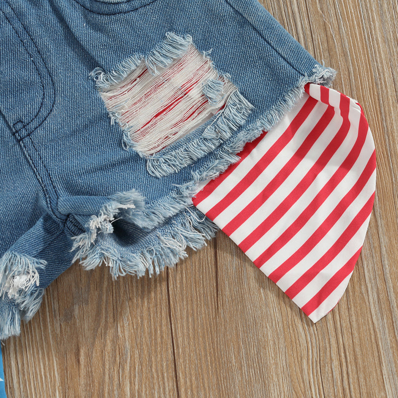 Lioraitiin 0-6Years Toddler Baby Girl 2Pcs Independence Day Set