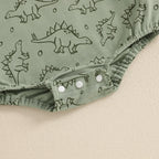 Lioraitiin Baby Boy Dinosaur Romper Letter Embroidery Short Sleeve