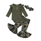 Lioraitiin Baby Girl 3 Piece Outfit, Long Sleeve Ribbed Solid Color