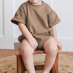 Lioraitiin 0-24M Baby Boys Girls Rompers Solid Short Sleeve O-neck