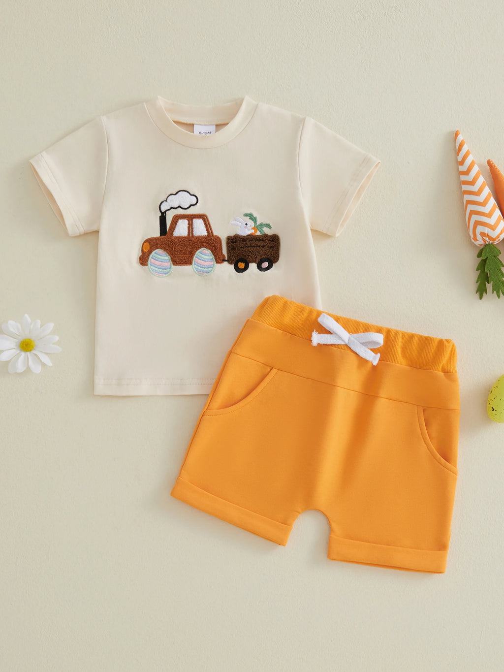 Lioraitiin Kids Boys Shorts Set Short Sleeve Embroidery T-shirt with