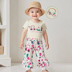 Lioraitiin Baby Girls Outfit Golf Print Short Sleeves Romper and