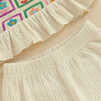 Lioraitiin Toddler Baby Girl Outfit Flower Pattern Ruffled Spaghetti