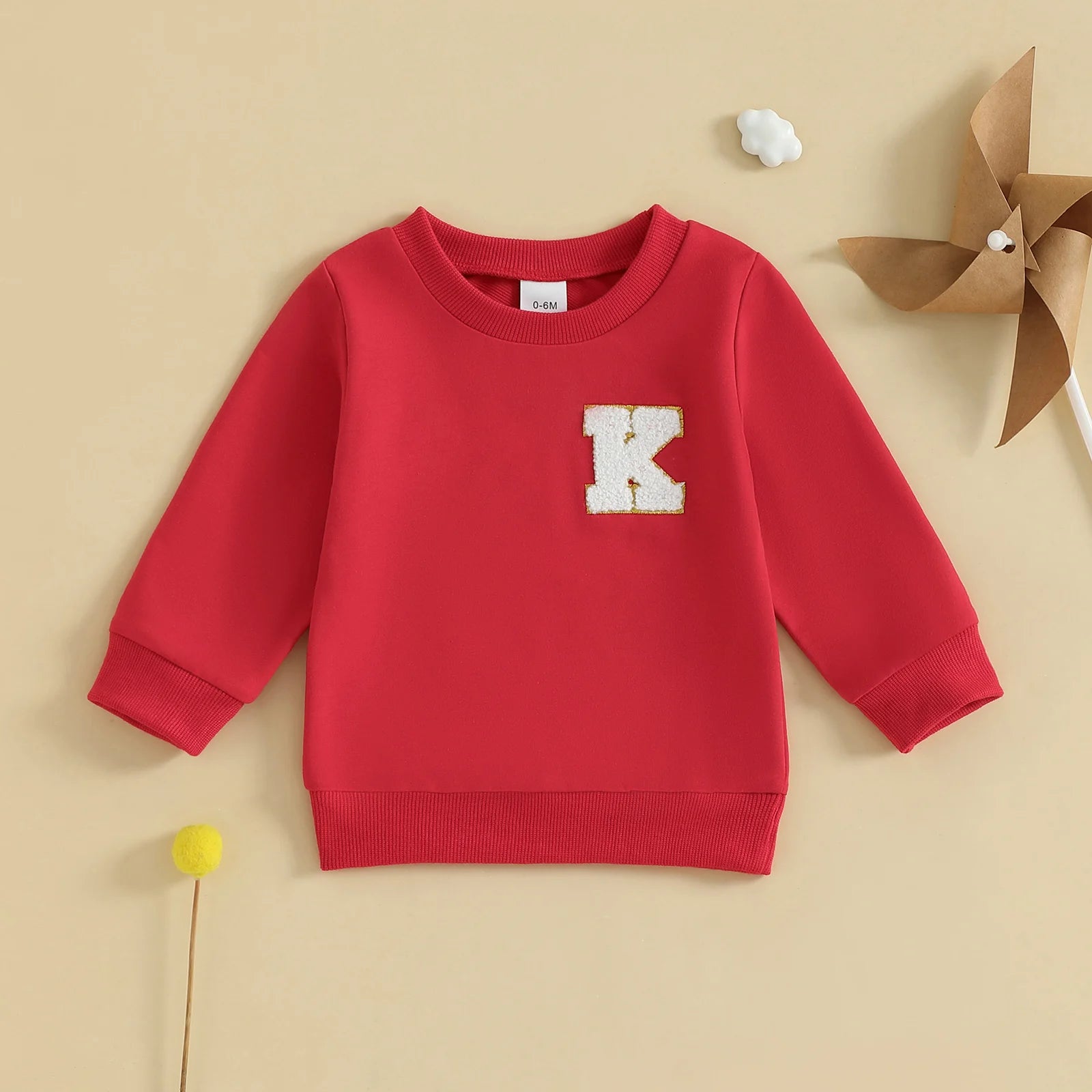Toddler Baby Girl Boys Sweatshirt Letter Embroidery Round Neck Long