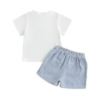 Lioraitiin Toddler Baby Boy Shorts Set Boat Embroidery Short Sleeve